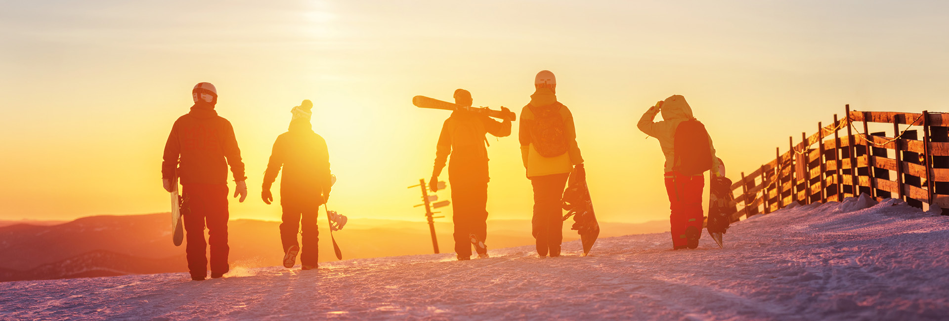 People in the sunset at Trysil